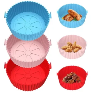 Kit 3 Forros Air Fryer De Silicone Reutilizável Antiaderente