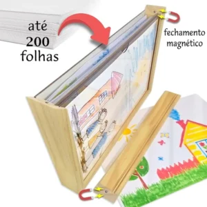 Quadro Expositor Guarda Desenhos Criança Tampa Magnético